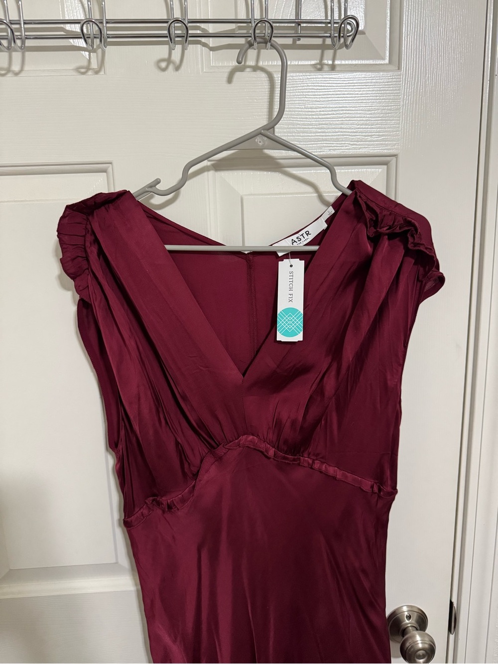 ASTR Burgundy V-Neck High-Low Deitra Dress